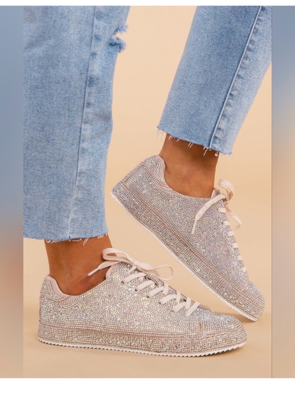 NWOT MATISSE Bennett Embellished Sneakers in Blush, size 8